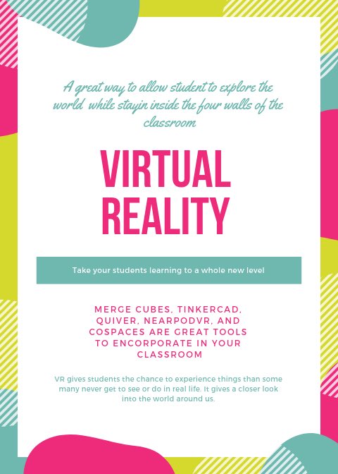 It was so fun to learn about the endless opportunities Virtual Reality, and Augmented Reality can bring to our classrooms for my future students! <a href="/JessicaRae929/">Jessica Herring Watson</a> #EdTechChat #NTCHAT