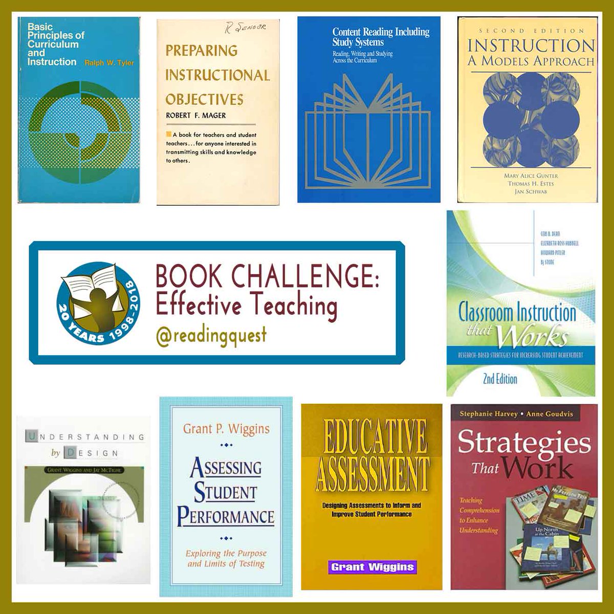 ReadingQuest's tweet photo. Having the Professional Book Challenge laid at my feet, I thought about books that had formed and shaped what I know and do as an educator and as a professional developer. I'm offering first the following collection that has helped me to think about Teaching. https://t.co/AMb6pvgZSL