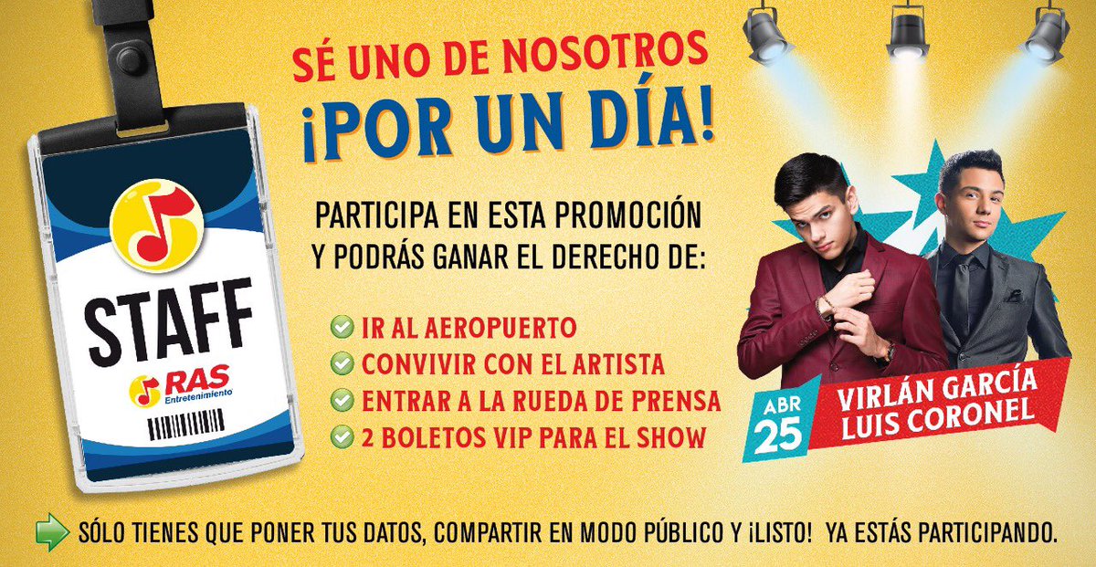 Súper Promoción Quieres ser uno de nosotros por un día? Ve a Facebook y participa ➡️Ras Entretenimiento Oficial facebook.com/25231708492921…