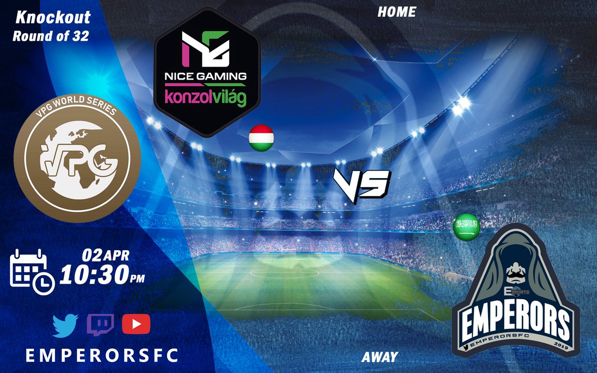 🔸 Match Day : 

🏆| Pro Clubs World Series  
🌍| Knockout Round of 32
🆚|<a href="/NiceGamingHU/">Nice Gaming VALORANT HIGHLIGHTS</a> 
⏰| 10:30 PM
📎<a href="/OfficialVPG/">Virtual Pro Gaming</a> 

<a href="/VPGSA/">Saudi Virtual Pro CLUBS</a> 
<a href="/VPGSA_R/">رتويت البروكلوب السعودي</a> 
<a href="/SAFEISKSA/">الرياضات الإلكترونية السعودية</a> 
#بروكلوب #برو_كلوب #Fifa19 #11vs11 #ProClub