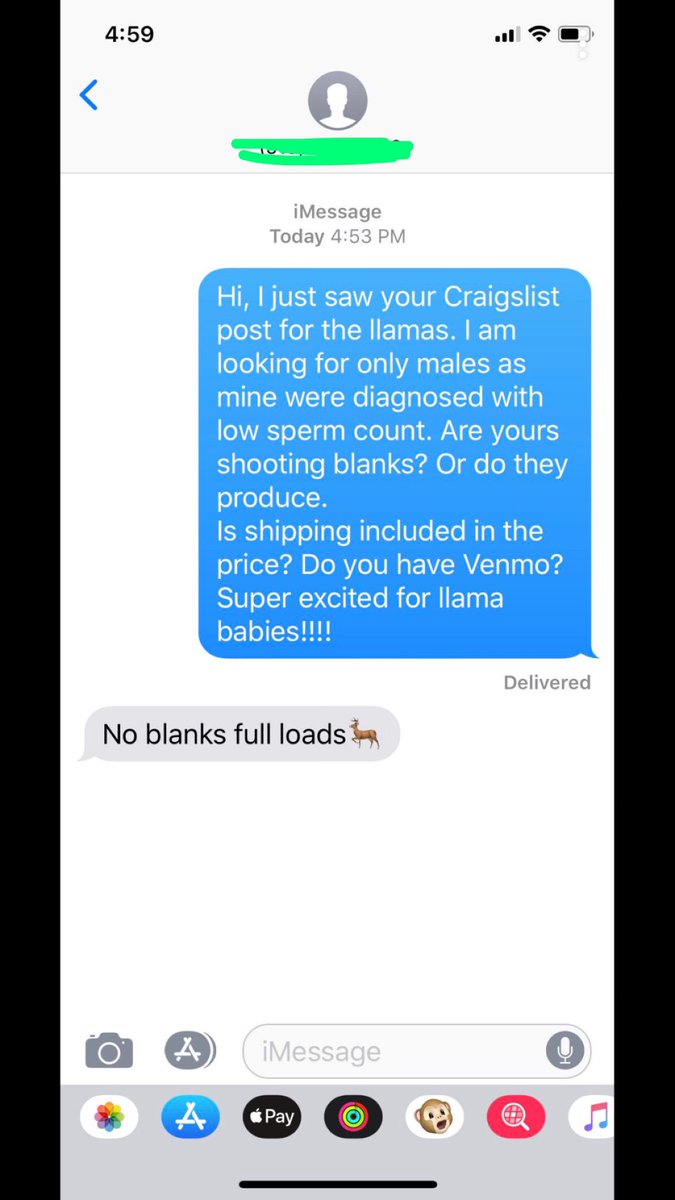ebaumann7's tweet photo. had my co-workers text my dad about llamas on Craig’s list for an April fools joke.... safe to say it went well 😂 https://t.co/rI66SCwpre