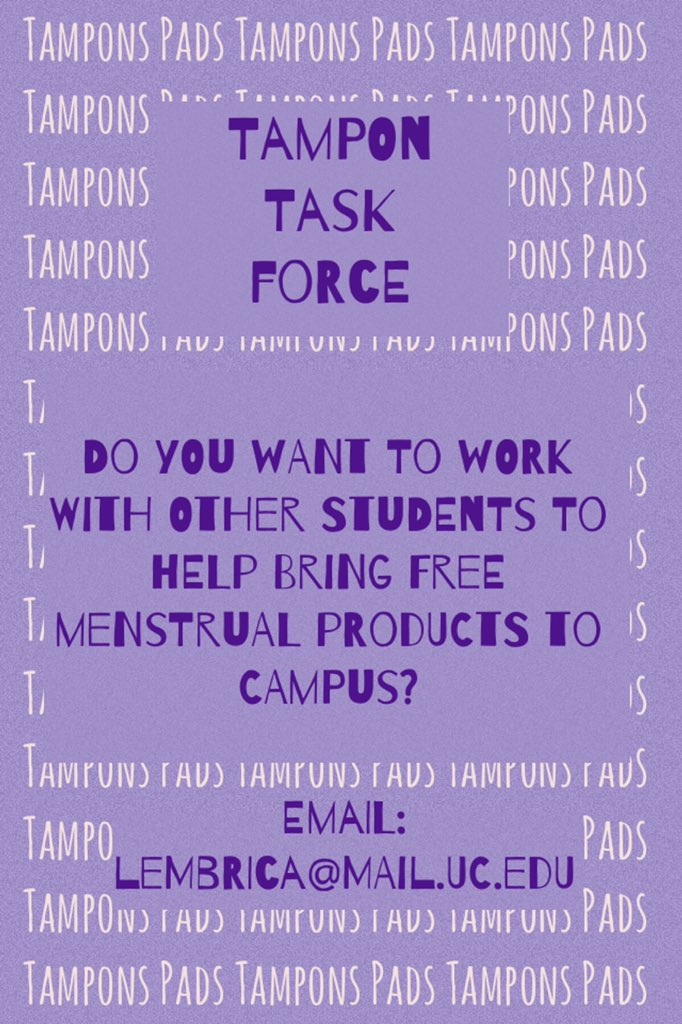 Do you want to help bring menstrual products to campus in multiple locations this fall?? Interested students are needed to help monitor usage and refill dispensers throughout the week! The interest form can be found here: forms.gle/5UPX3yNNRsnPwp…