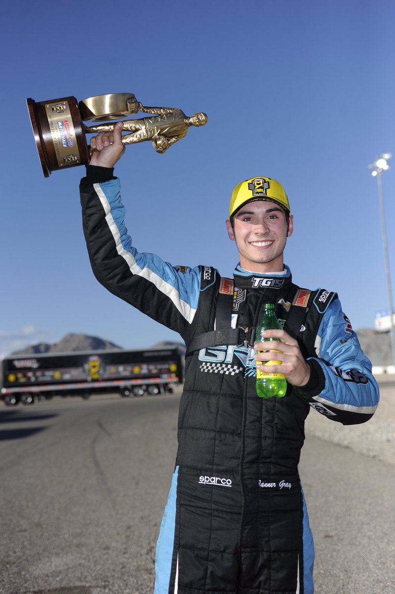 InNhra's tweet photo. At the 2017 event @tannergray5 made history by becoming the youngest professional winner at a national event at the age of just 17 @LVMSStrip #InNhra #InDragRacing https://t.co/Ypthd3aYyD