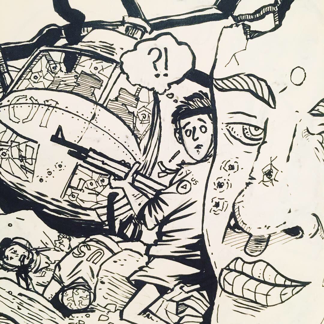 leethalg's tweet photo. How was your day?
Latest entry in the #sketchbook
#mediocre #mediocrity Vietnam #nam #characters #illustration #violence #currentmood #ink #army #war #leethalg https://t.co/QKc5izOtih