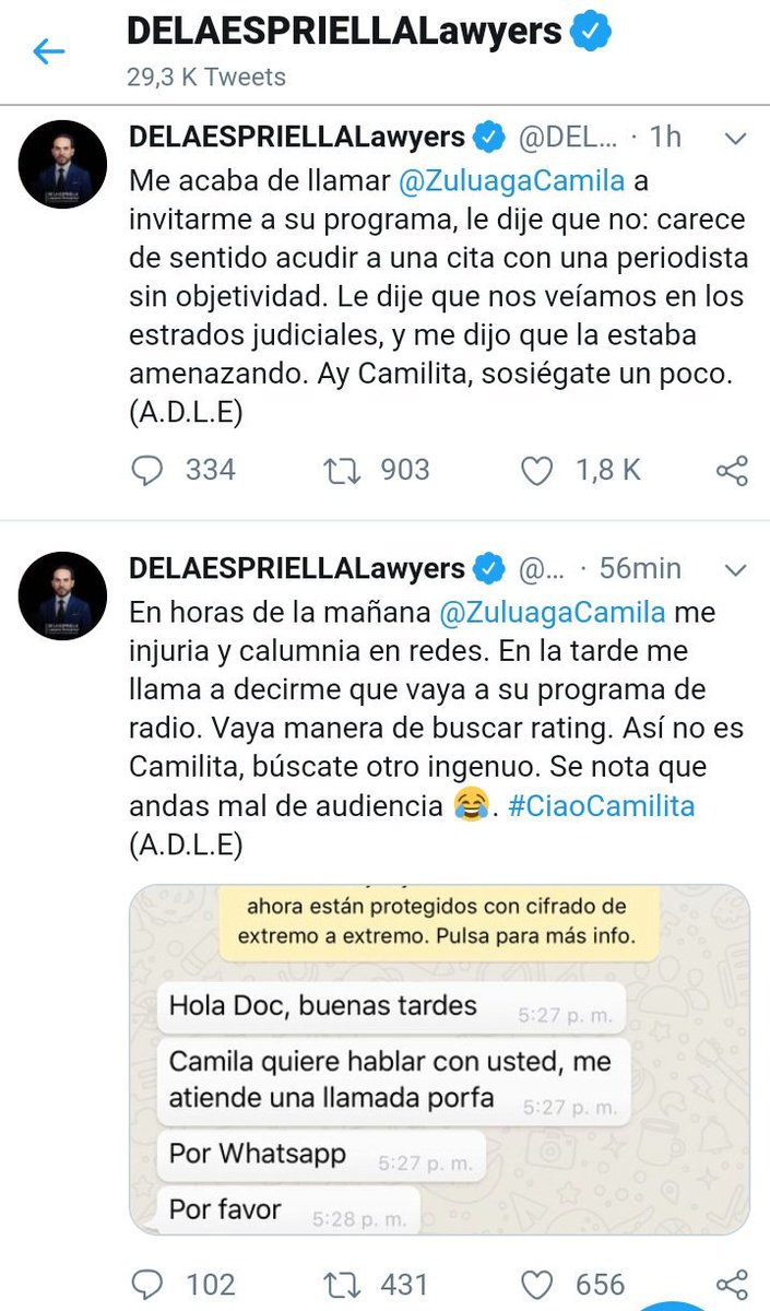 GustavoRugeles's tweet photo. El modus operandi de Camila Zuluaga @ZuluagaCamila. Primero calumnia sin contemplación y luego invita a su programa en @BluRadioCo para aumentar el rating que no logra con sus #FakeNews. Tampoco caí en su trampa. https://t.co/ASgDdCnhnS