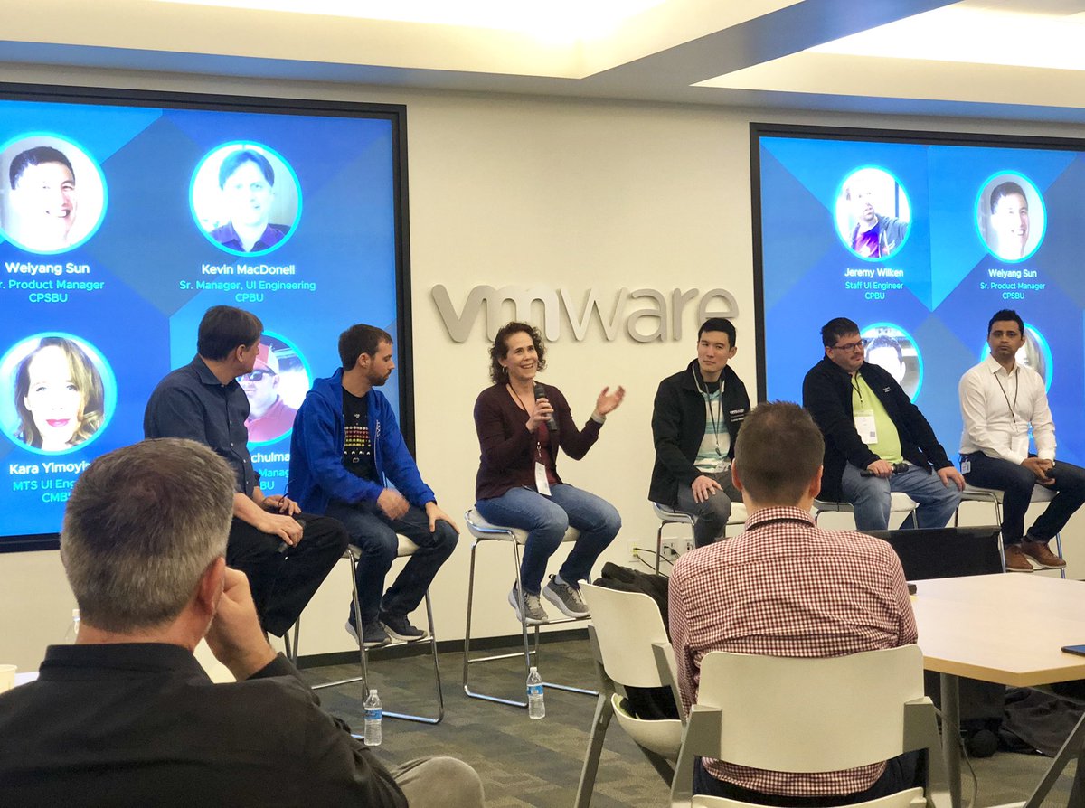 VMwareDesign's tweet photo. Everyday, designers at @VMware work with their PMs &amp; UI engineers to build great products and tell stories together. At SHAPE, we’re hearing from a panel of some of our PM/UI partners to hear their thoughts on design collaboration #shapevmware https://t.co/yxGx8fA4Lr