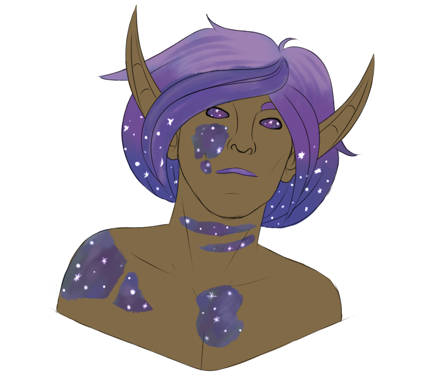 Hexteching's tweet photo. I did this for the first day of #Aprildrawing which was 'warm up' so, here's an elf made out of stars. https://t.co/I6PUnjITGL