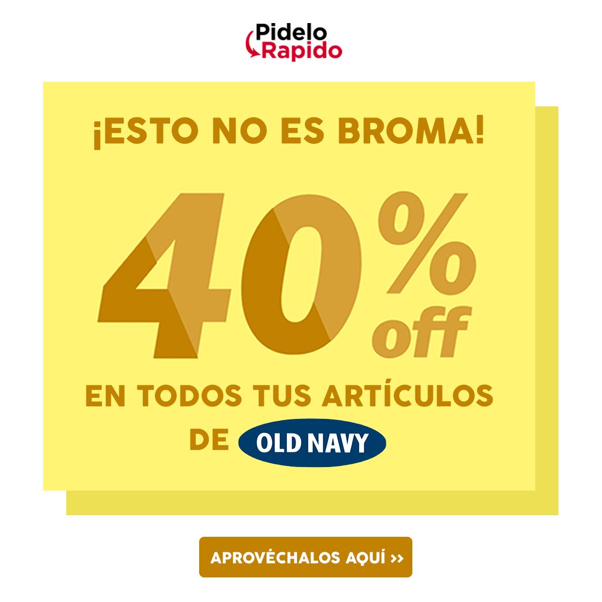 ¡Wow! esto no es una broma. Aprovecha el 40%OFF de #OldNavy  en toda la tienda HOY MISMO. 

Descarga nuestra WebApp y agregalo más rápido a tu carrito. Descargala aquí: prdo.me/2wlA5sV
Elige el producto que deseas: prdo.me/2VdJ1M4
