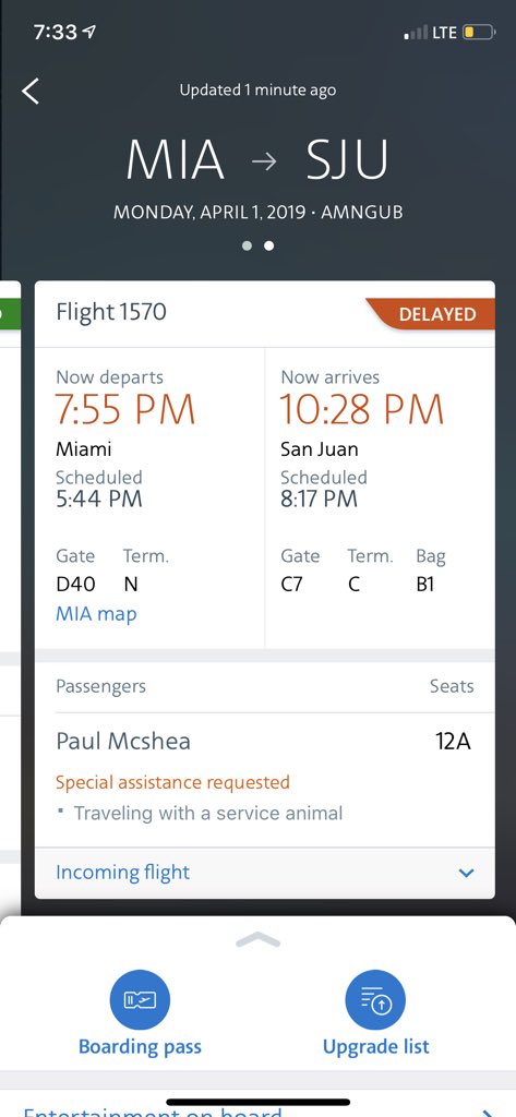 BBruncheon's tweet photo. @AmericanAir STILL delayed. We’ve all been trapped aboard this horribly outdated plane for hours with a surly crew. Please explain. https://t.co/PvO6tBL2pR