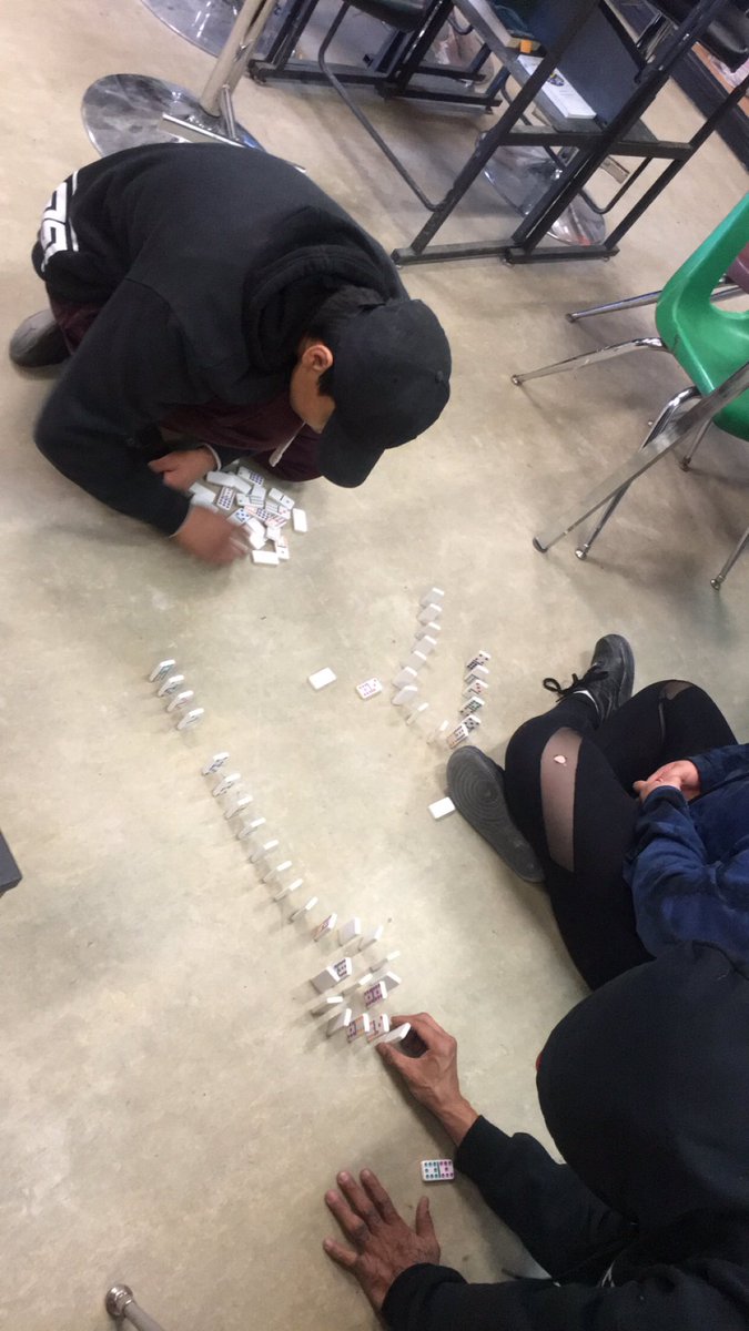 Quick #STEM activity in #science today to discuss interdependence of our organ systems! All systems need to be functioning for optimal health - all dominos needed to be in place for a successful knock down! #scichat #8thchat #9thchat #community