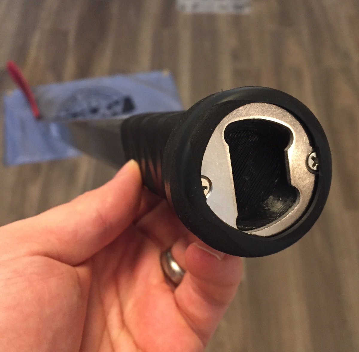 SportsGreasy's tweet photo. Beer opener hockey knob!!! Add this to any stick and you will instantly become your team #MVP 
#Beeropener #beerleaguehockey #BeerLeagueApproved https://t.co/k2MUJNORj9