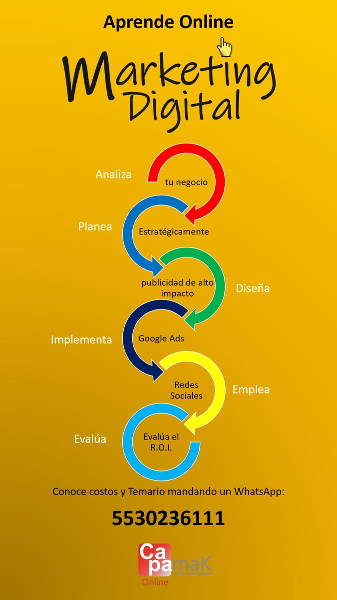 Capamak_of's tweet photo. Inscríbete a tu curso de #MarketingDigital #OnLine. Aprende a Planear estratégicamente, realizar campañas en #GoogleAds #Facebook #Instagram #LinkedIn y a diseñar mensajes publicitarios de alto impacto. Mándanos #DM   ¡¡¡INICIAMOS EL 6 DE MAYO!!!! https://t.co/reapeUwjsh