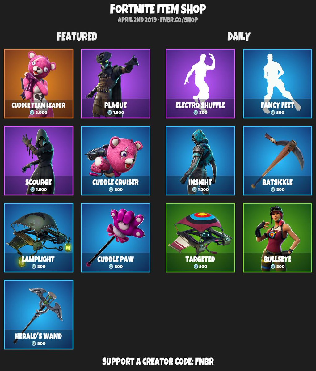 Fortnite Item Shop News Updates On Twitter Fortnite Item Shop - fortnite item shop for april 2nd 2019 https fnbr co shop use creator code fnbr if you d like to support us pic twitter com lpfoauirgg