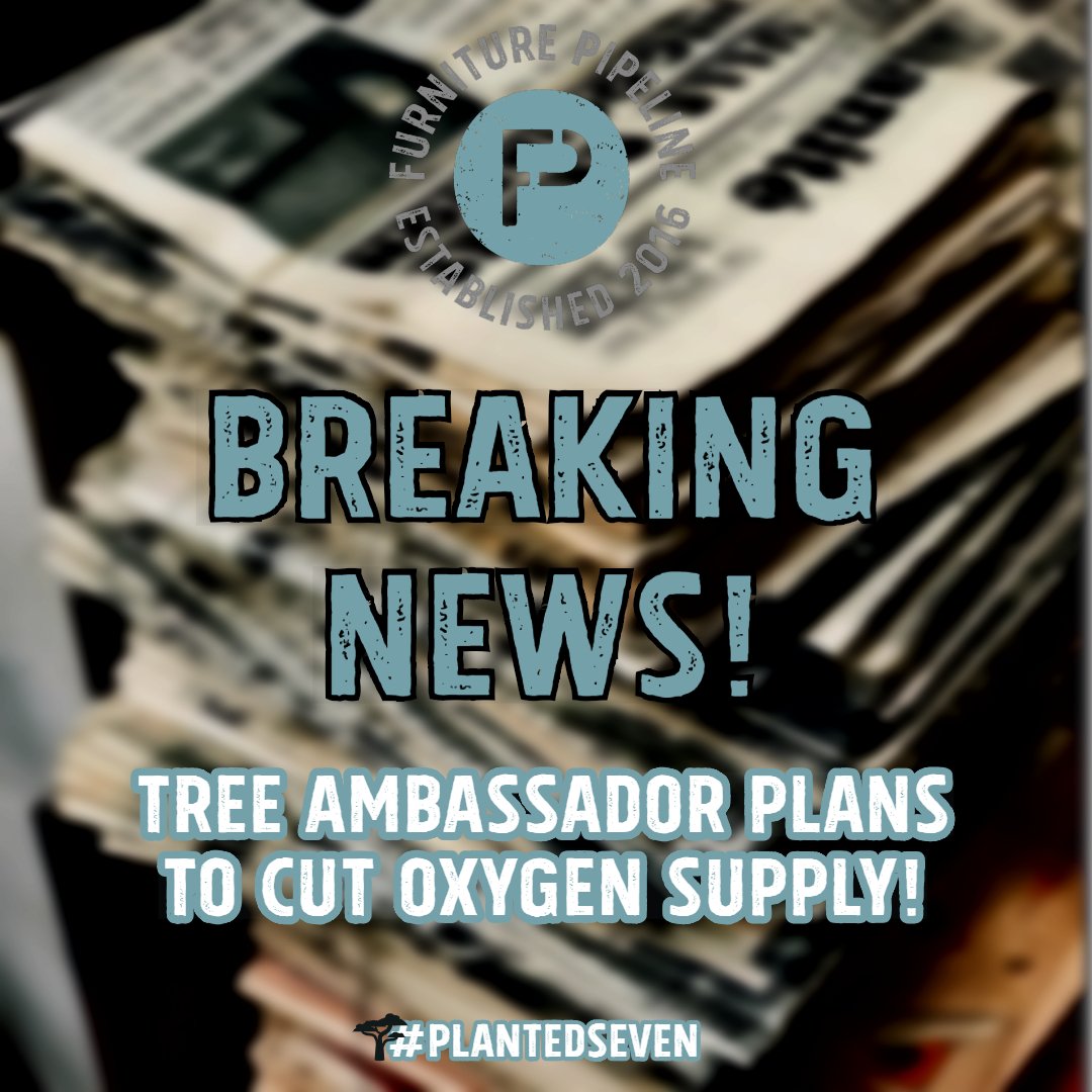 PlantedSeven's tweet photo. #breakingnews The UN reported this morning that the Tree Ambassador has taken a "NO DEFORESTATION" stance and has threatened to cut all oxygen supply! #plantedseven we plant 7 ๐ฒ for every #furniture #design sold in your name! @eden_reforest @SFCouncil #aprilfools #deforestation https://t.co/lYcTz0HjXS