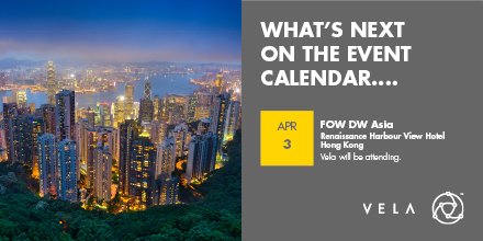 TradeVela's tweet photo. Excited to attend @FOWgroup's #DWAsia2019 in #HongKong https://t.co/5mWpGgyQD8 #ThisIsVela #MarketData #Execution #AutomatedTrading #DMA #DirectMarketAccess #ElectronicTrading #Liquidity #Derivatives #Equities #FICC #Multi-Asset #Asia https://t.co/7xLsfGw965