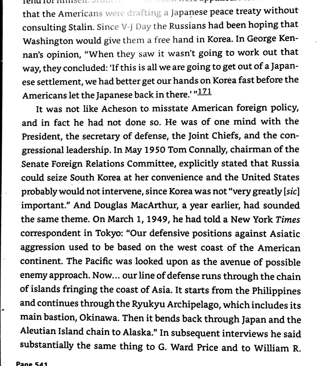 Pre-Korean War strategic planning initially excluded Taiwan and Korea