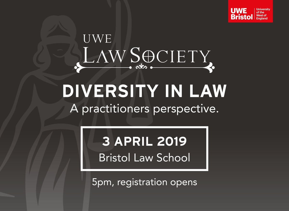 Last day to grab your FREE ticket to this great event. Don’t miss out on this great opportunity to hear about a need for diversity!
eventbrite.co.uk/e/diversity-in… @UWELS_ @UWELaw @Bristol_Equity @CALR_UWEBristol @BristolLawSoc @BristolUniLaw #diversityinlaw