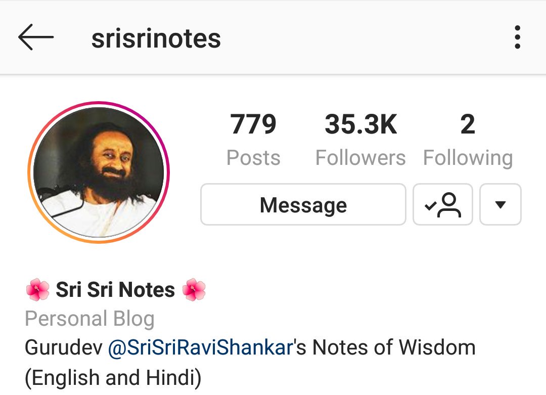 No paid promotion, no hashtags, no backlinks; with the grace of Gurudev @SriSri, we are 35k+ on Instagram. 

👉 instagram.com/SriSriNotes

#PowerOfWisdom
#PowerOfIntention