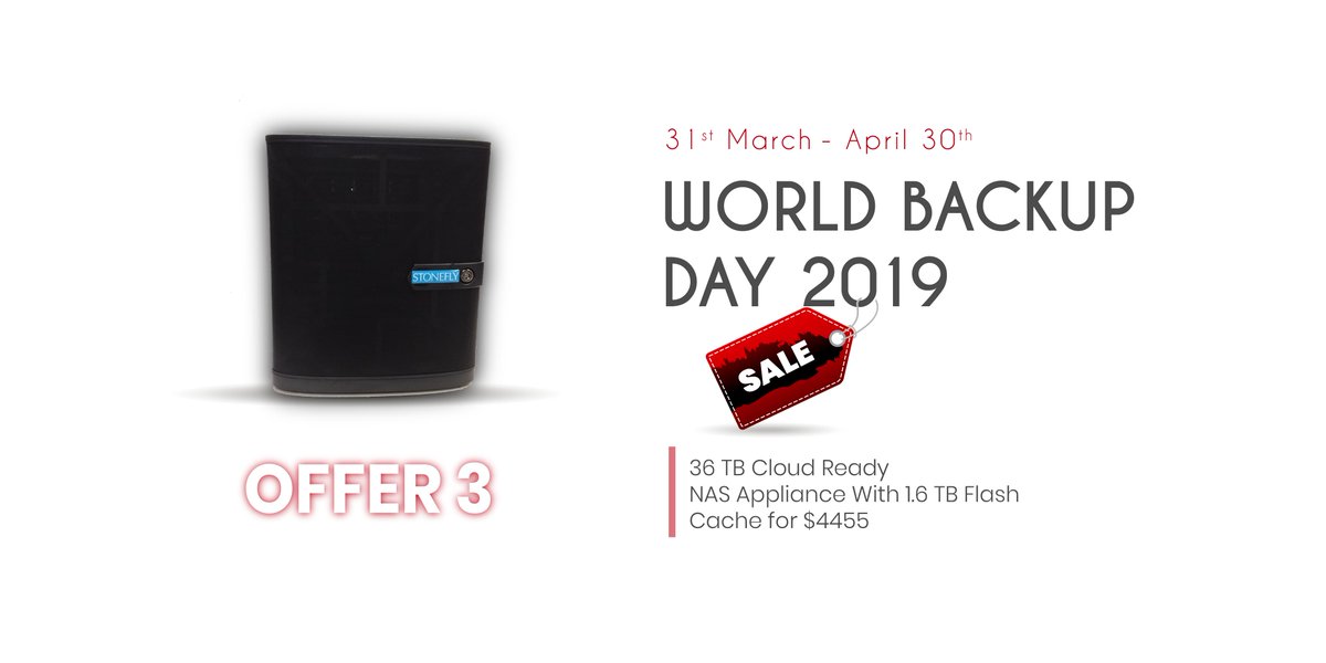 StoneFlyInc's tweet image. 36 TB Cloud-Ready #NAS #appliance with 1.6 TB #FlashCache for just $4455. Get high performance, high speed #datastorage solution for your #workloads and #applications. Check out more of our #WorldBackupDayDeals here: stonefly.com/world-backup-d… 

#WorldBackupDay #sale #discounts