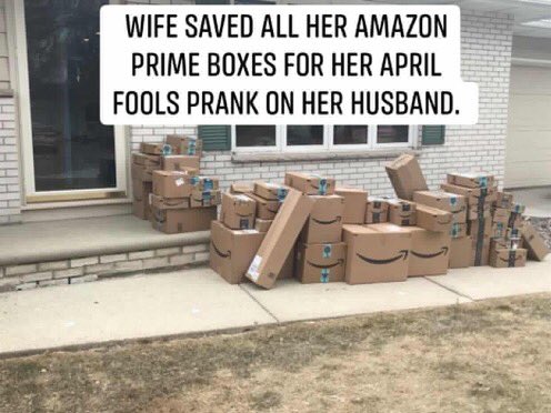 jessicagriffen's tweet photo. Ok... I’m seriously pulling this prank on my husband next year!  He would flip his lid!! 😂😂😂😂😂😂#bestprankever #amazonprime #cannotstop #shopping #needstuff https://t.co/ZS0bly5wT0