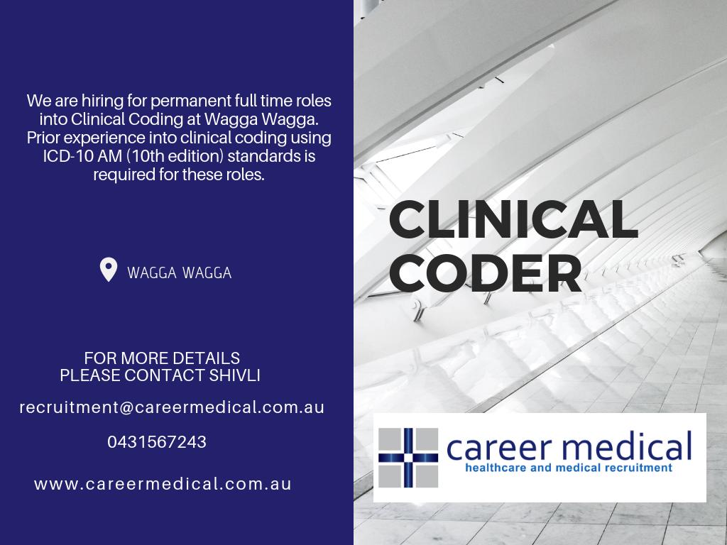 career_medical's tweet image. Are you a #ClinicalCoder seeking for a new role if interested then please get in touch with Shivli Bhatnagar at - recruitment@careermedical.com.au / 0431567243