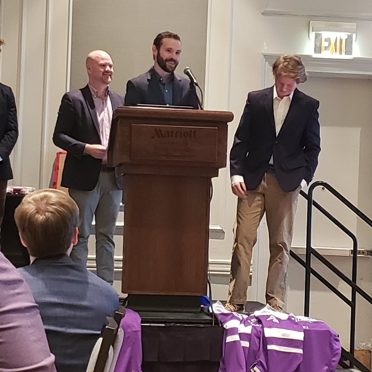 tmmvol's tweet photo. Carson received his @FRIrishHockey varsity letter at the Irish hockey banquet tonight! #playformitch #18foreverstrong #carsoninnet #irishhockey https://t.co/pWEcuchP0g
