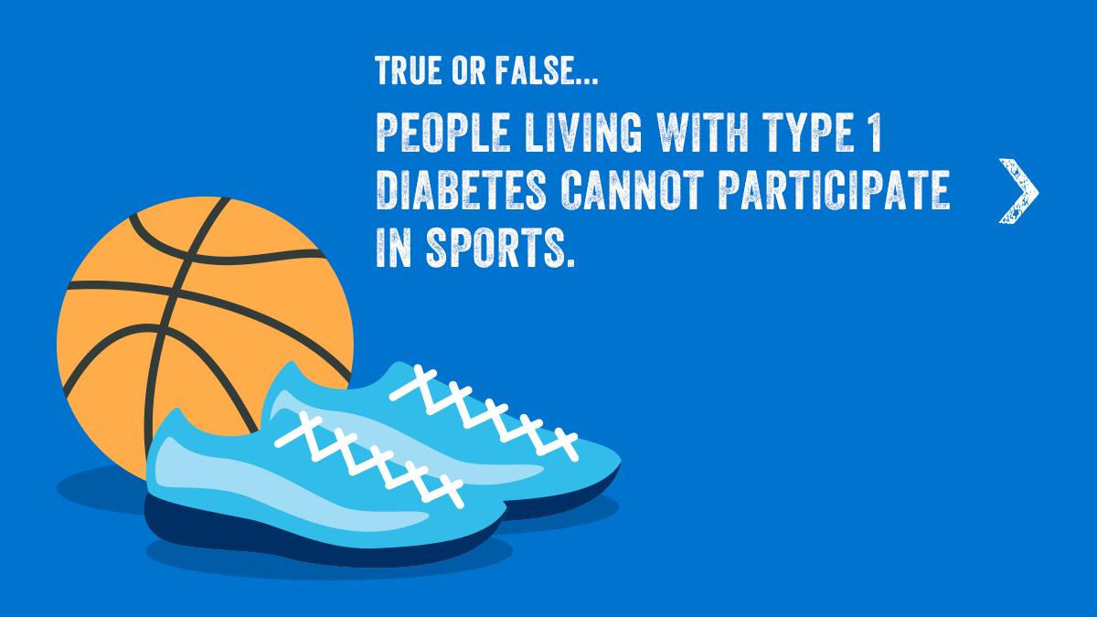 BT1D_CA's tweet photo. TRUE OR FALSE:
People living with type 1 diabetes cannot participate in sports.
Swipe to reveal the answer. #NoFoolsDay https://t.co/cEwAfNm88G
