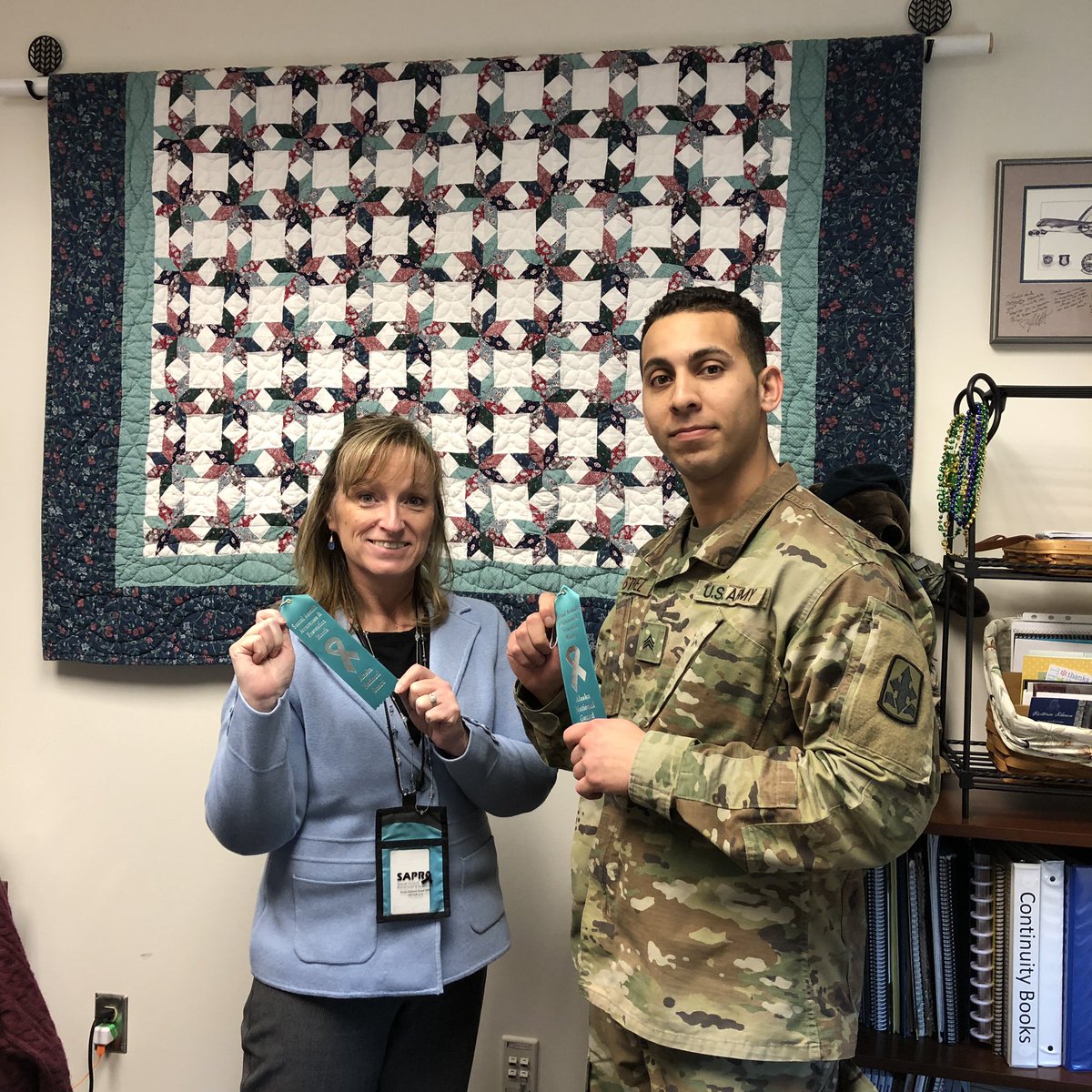 AKNGSAPR's tweet photo. April is Sexual Assault Awareness &amp; Prevention Month! To kick off the month #akngsapr has displayed a Survivor Ribbon Tree in the Anchorage Armory. Drop by the table for info &amp; a chance to complete a Support Ribbon. Ribbons &amp; instructions are on the table. #saapm #saapm2019 https://t.co/BMBCqRD3GV
