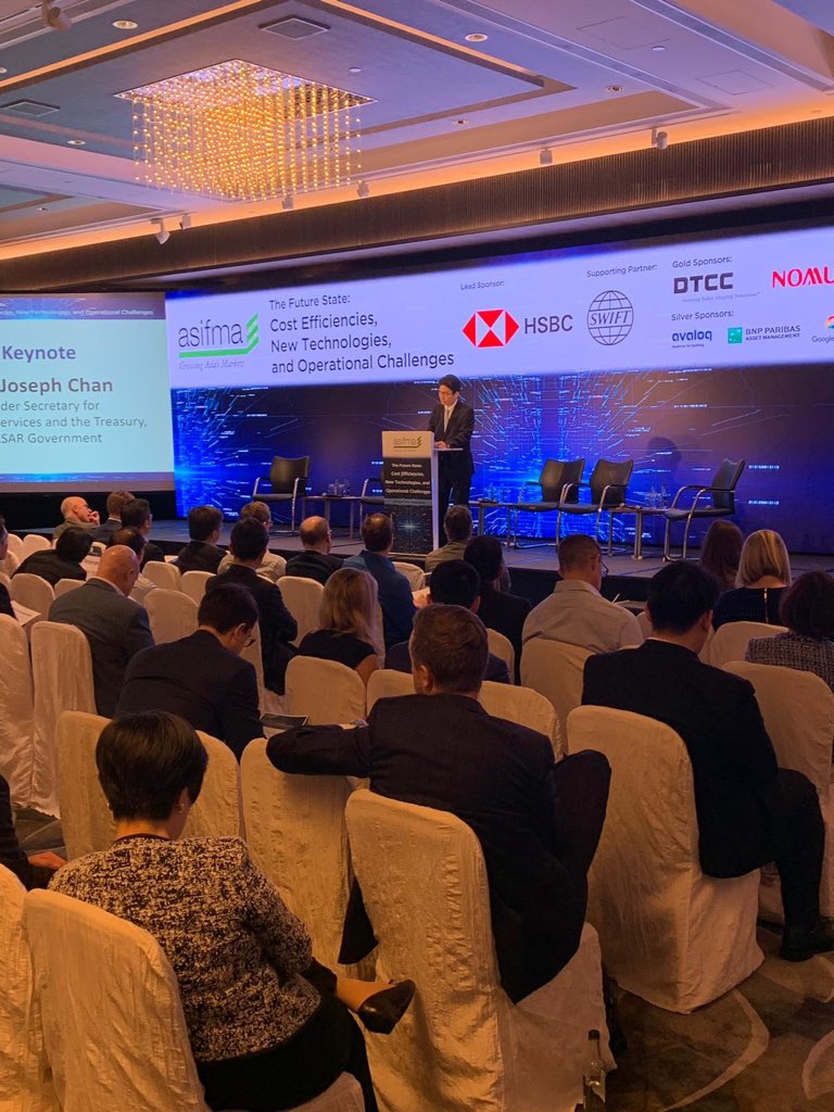 ASIFMAnews's tweet photo. HKSAR Government Under Secretary for Financial Services and the Treasury, Joseph Chan, outlines what HK is doing to facilitate #fintech development #ASIFMATechOps2019 https://t.co/4FkCUX8iDB