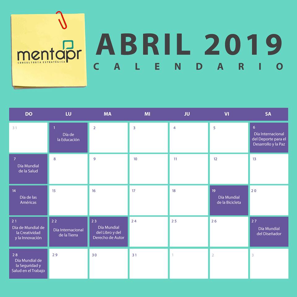 mentaprcom's tweet photo. ¿Quieres saber cuáles son las #FechasCívicas de abril? Aquí te lo presentamos y compartimos. 😁🌍🚴♂📚
#MentaPR #RelacionesPúblicas https://t.co/4K0kGRzNXR