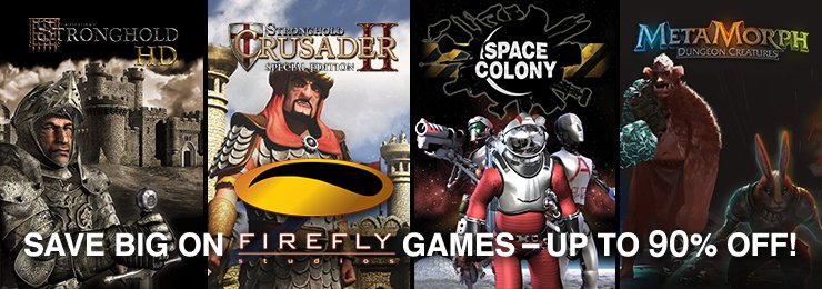 GamersGateSPAIN's tweet photo. Construye y defiende tus castillos en #Stronghold. Todos los juegos y DLCs en descuento! Otros títulos de #FireflyStudios también descontados: el futurístico juego de construcción espacial #SpaceColony y el juego de mazmorras l#MetaMorph: Dungeon Creatures https://t.co/bhn9pld3T7 https://t.co/pp3QndlxUp