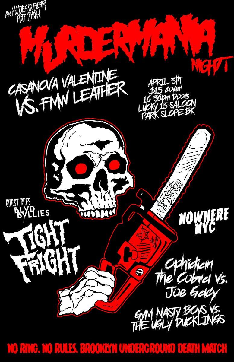 happypeep's tweet photo. Give money to @CasanovaVal666's #MurderMania for the real underground shit ONLY in Brooklyn! You're getting music from #TightFright both nights, NO RING #DEATHMATCHES from the Gym Nasty Boyz,Effy,Gacy,&Pinkie Sanchez more
NOBODY BETTER NARC ON IT OR LEATHER IS COMING FOR YOU!๐โ ๏ธ https://t.co/UXQTdSESDw