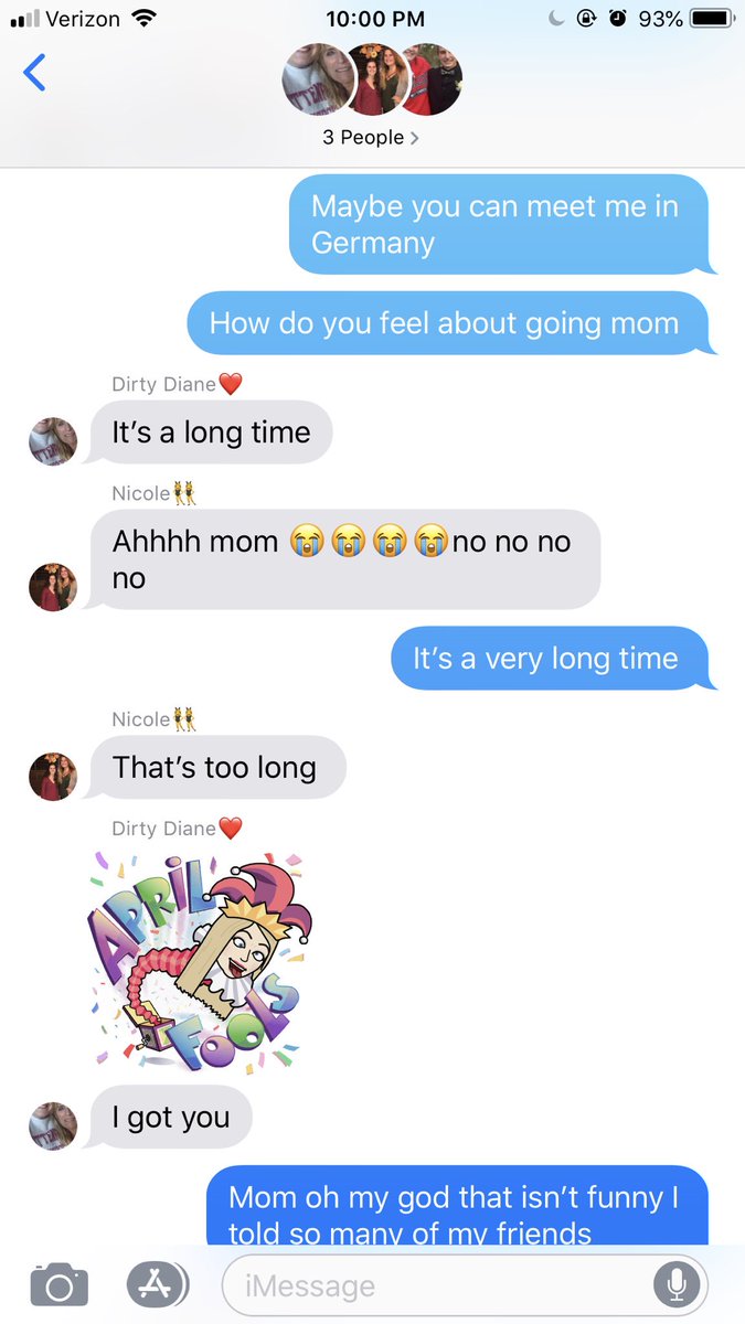 sam_phillips33's tweet photo. My mom is a savage!!!! She told us she’s going to Iraq for 6 months and then said, “April Fools” https://t.co/M9dkkUMY6d