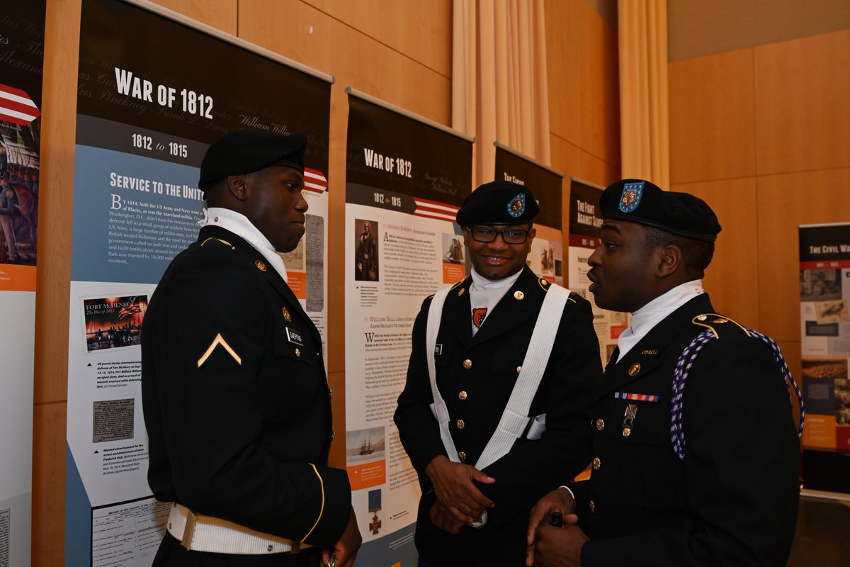 MorganStateROTC's tweet photo. @MorganStateROTC hosted the opening exhibition of “In Freedom’s Name,” a specially produced mobile installation that commemorates the many contributions of African Americans in Maryland who have served in uniform as early as 1634 through today. https://t.co/NIScvDa4s9