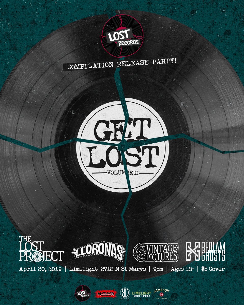 4/20 <a href="/limelightsa/">Limelight SA</a> 
🎶 ALL NEW MUSIC BY 🎶 
<a href="/thelostproject1/">The Lost Project</a> 
<a href="/lloronas_satx/">lloronas_satx</a> 
<a href="/vintagepicsband/">Vintage Pictures</a> 
<a href="/BedlamGhosts/">Bedlam Ghosts</a> 
#GetLost