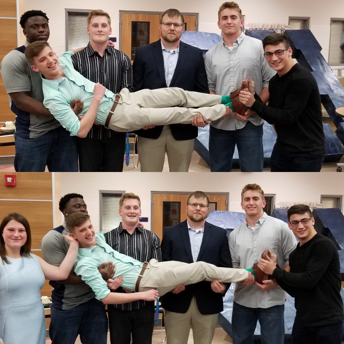 Senior wrestlers with the BEST wrestling coach ever!!! @Coach_Kraus  Thank you for all you do and have done for this great group of kids!! <a href="/GrizzWrestBoost/">Glenn Grizzly Wrestling Booster</a>