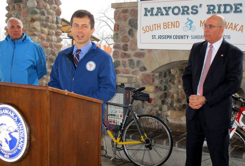 DurhamBicycle's tweet photo. In his second term as mayor, @PeteButtigieg turned South Bend’s one way streets into two ways. And now he’s running for President.
#Schewel2024 #FixTheLoop https://t.co/lzNy78pjyf