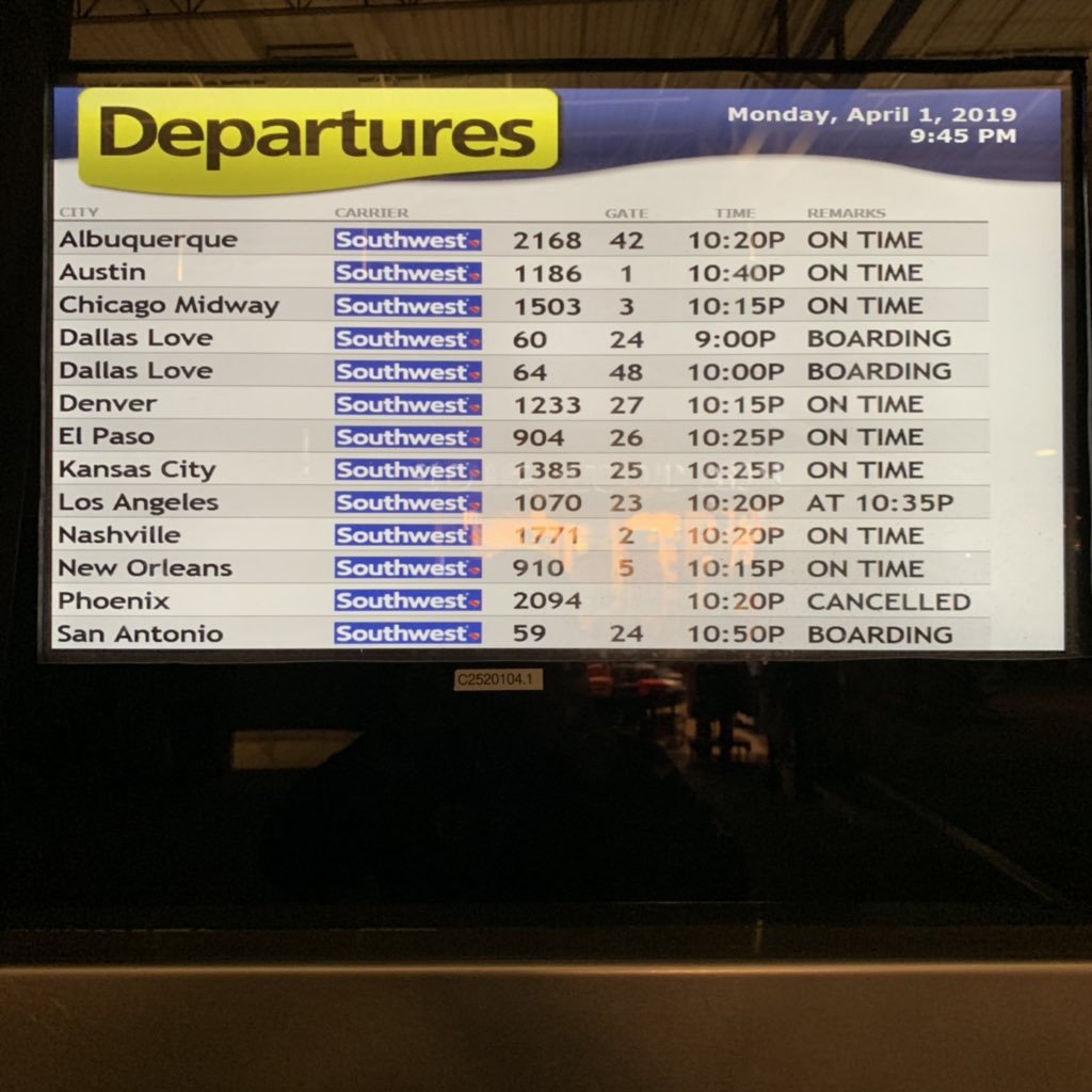 Got a text that it was delayed when I landed. Came off the plane and it says boarding. Sprinted through HOU. No one bothered to update signs. C’mon <a href="/SouthwestAir/">Southwest Airlines</a>.