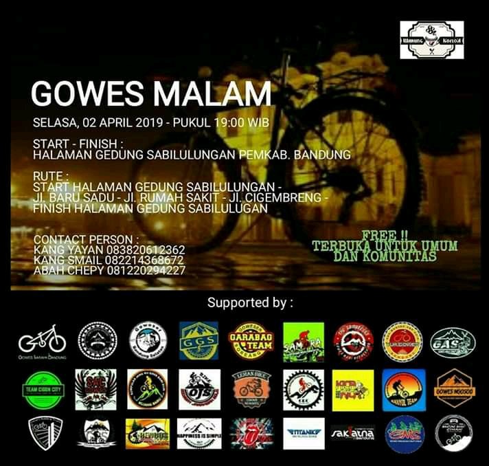 offcial_gbb's tweet photo. Pagi baraya 

Jangan lupa nih gowes malam bandung selatan uda siap bergulir kembali
Catat jam dan tikumnya

Ingat safety ride
Ngangge helm meh salamet
Ngangge lampu meh caang 
Nyandak tumbler meh tiasa isi ulang
Nyandak jas kanggo jaga jaga
Nuhun
#infogbb https://t.co/kHUDwfCn0B