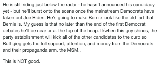 Missouri4Pete's tweet photo. Pete Buttigieg: the man that even Breitbart commenters are afraid of.
https://t.co/9TxZBhWneS https://t.co/2dMdyJfCGP
