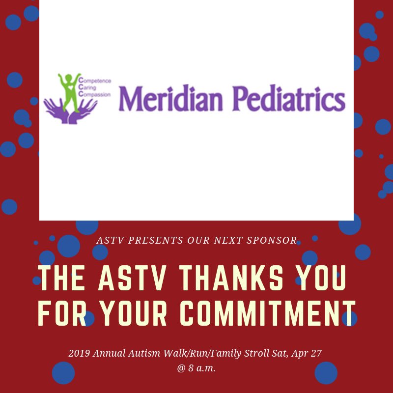 Our 💎 sponsor for the 2019 #ASTV run/walk/family stroll 
.
.
Thank you thank you Meridian Pediatrics!