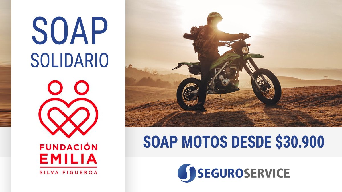Seguroservice's tweet photo. SOAP Motos 2019 desde $30.900 – Apoya Ley Emilia

Contrata tu SOAP Motos, estarás haciendo un Aporte Solidario a la Fundación Emilia.

https://t.co/95o5lgtSP4 https://t.co/B4YlCozcHW
