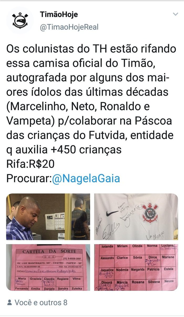 NagelaGaia's tweet photo. RT SOLIDÁRIO
AÇÃO ENTRE AMIGOS em prol da Páscoa das 450 crianças do projeto @FutvidaProjeto da Vila Prudente.
PARA AJUDAR, FALE COMIGO.
#VaiCorinthians #Fiel #Corinthians #FutVida #VilaPrudente https://t.co/cALl05ynjr