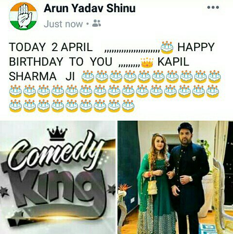TODAY  2  APRIL HAPPY  BIRTHDAY  TO  YOU KAPIL  SHARMA  JI  