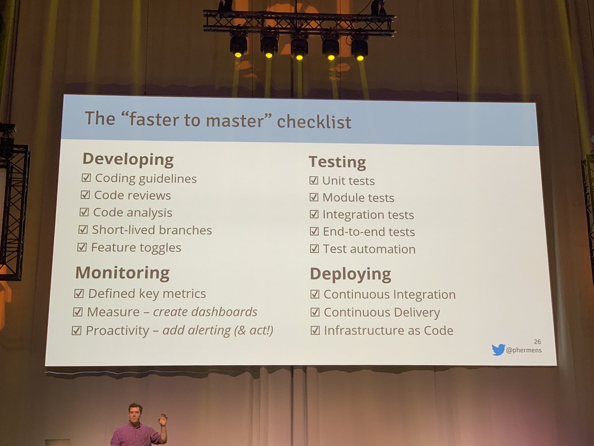 daniel_gebler's tweet image. Scalability is a choice! Checklist to achieve 1000s of deployments per day by @phermens @CodemoAmsterdam #codemotion #CodemotionAmsterdam19