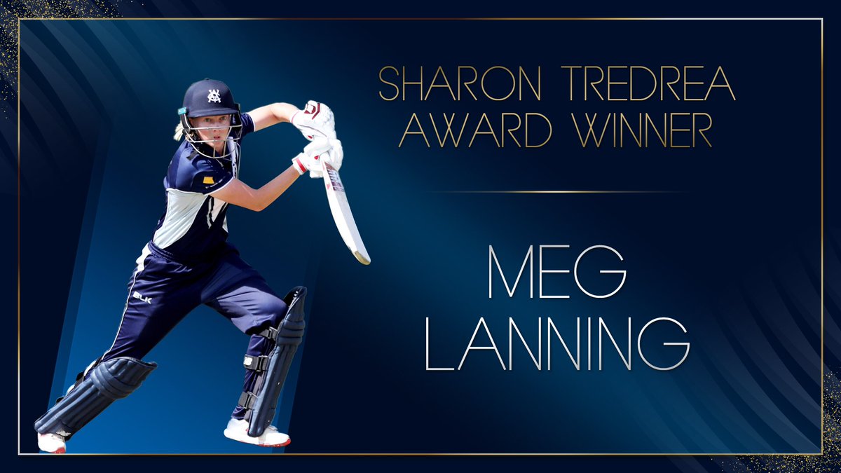 VicStateCricket's tweet photo. A fantastic return season from Meg Lanning sees her take out the Sharon Tredrea Award as our best #WNCL player! π #vicsdoitbetter #CVStateAwards https://t.co/FeNPeZvJ7s