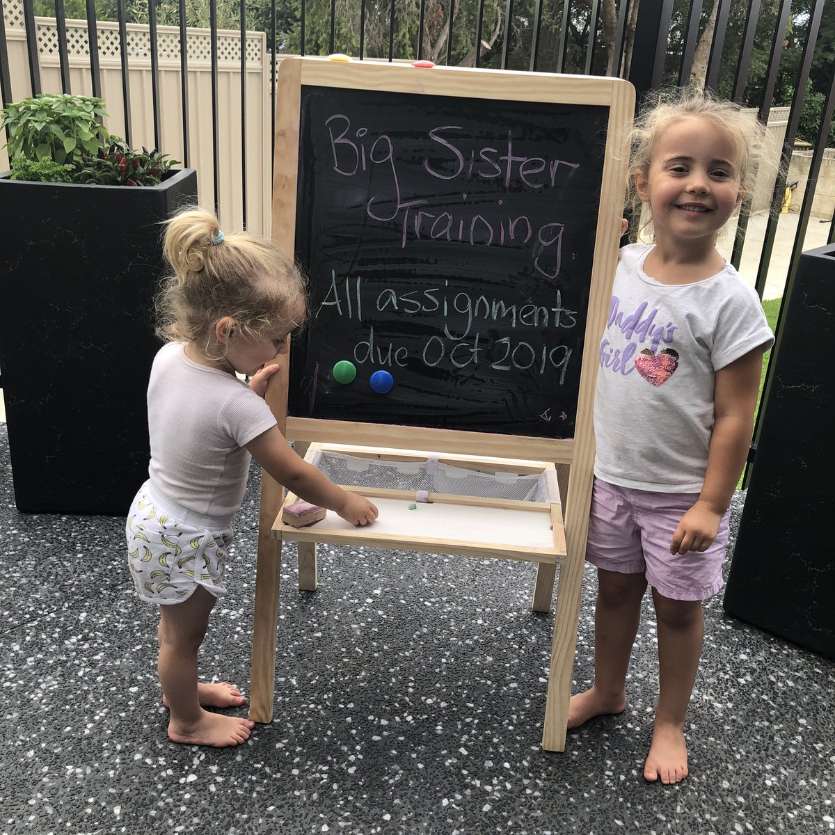 Alonza is loving teaching Milana the ropes. Baby Trinca is joining us in October. We can’t wait to be a family of five 😍 
#babyannouncement #familyoffive #bigsisters #bigsister #lovefamily #livebeyondwords #loveyouthismuch