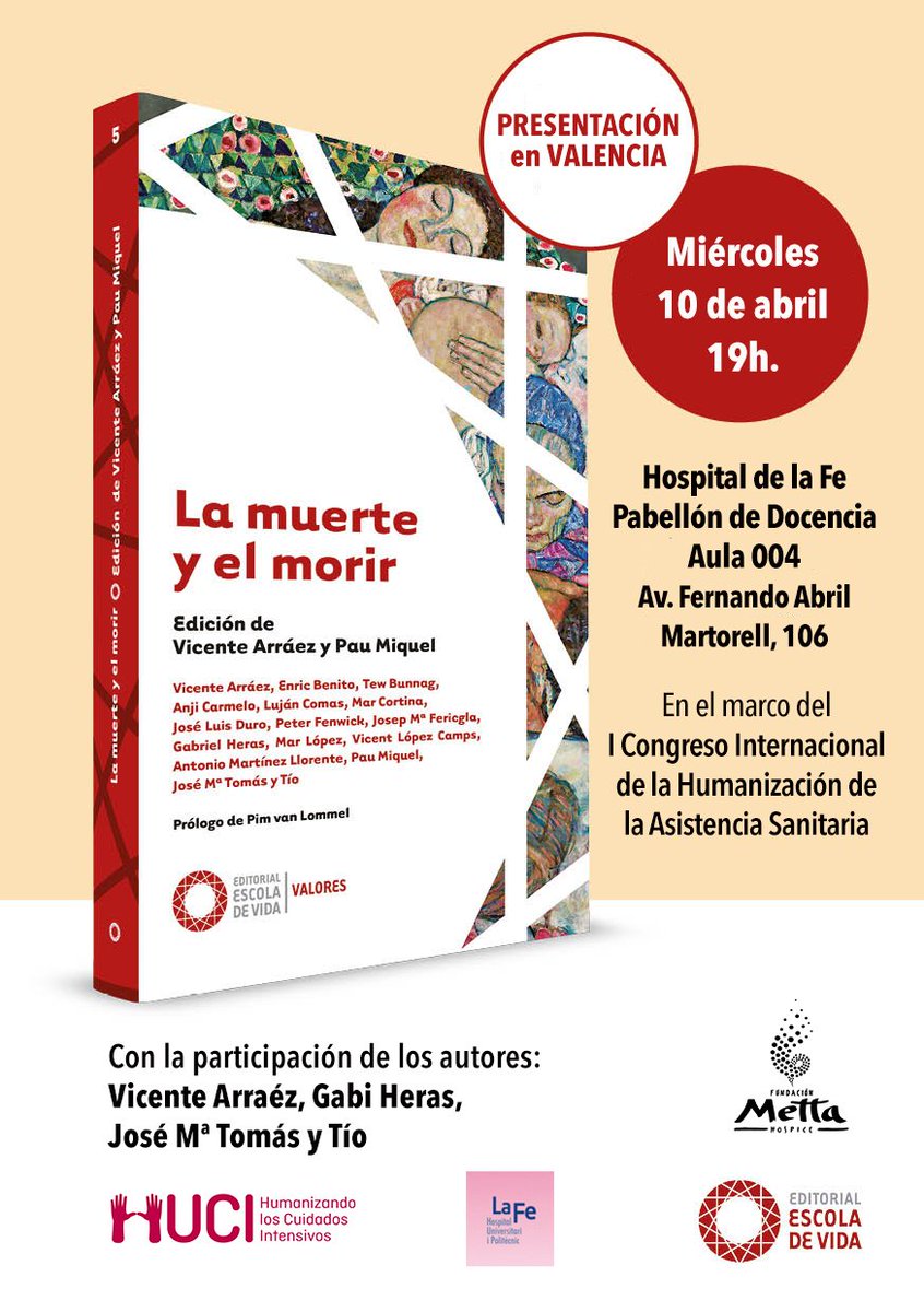 FHSanidad's tweet photo. En el marco del I Congreso Internacional de Humanización de la Asistencia Sanitaria, el 10 de abril tendrá lugar en @HospitalLaFe la presentación del libro "La Muerte y el Morir". Con su compra, contribuyes al cuidado en el proceso de morir. Te esperamos!
https://t.co/N16iqkx9Uj https://t.co/BVFrtRrh8y