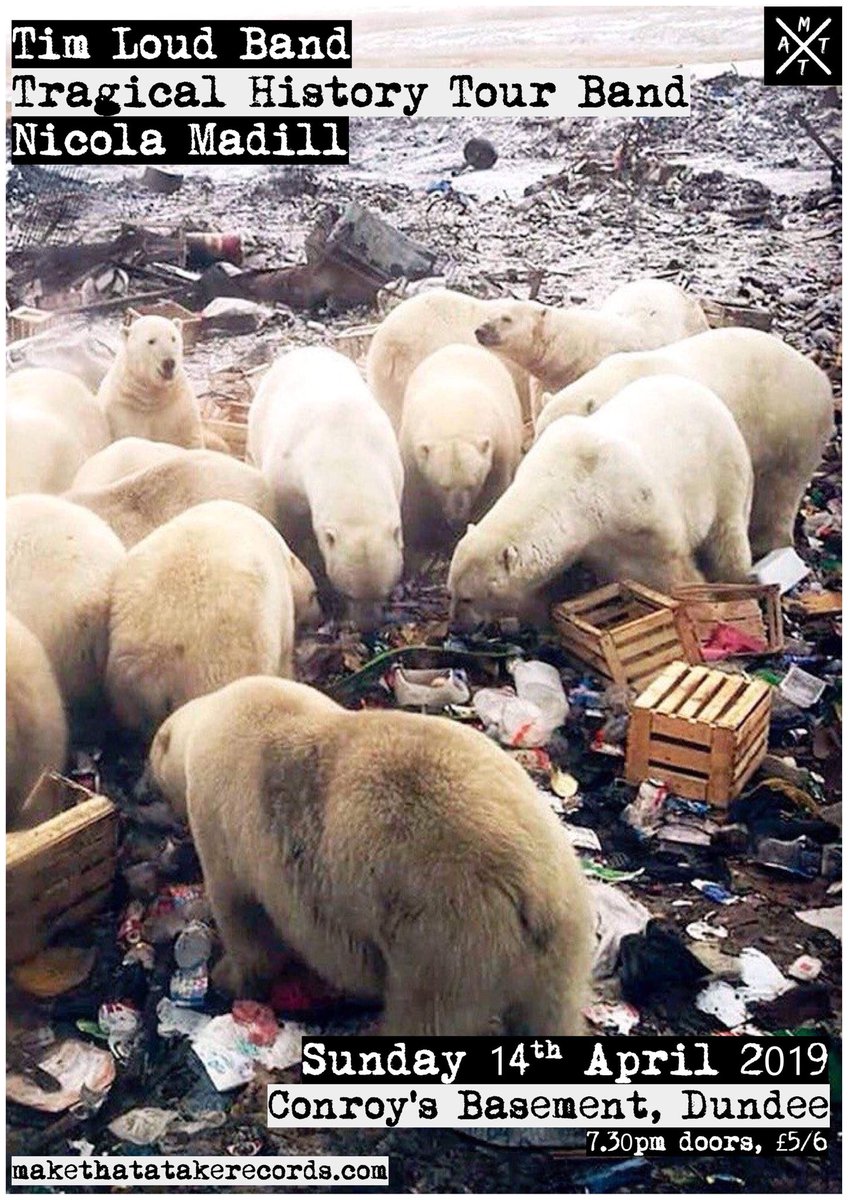 makethatatake's tweet image. APRIL RAGERS.

Friday; The Blood Red Moon, @seasstarry @CreatureMask + Cairngorms Young Team

14/04; Tim Loud Band, THT Band + Nicola Madill

17/04; DAGS! (Italy) w/ Please, Believe! + Woolen

26/04; @GetItTogetherUK “Live Free” LP launch w/ Divide @QCoffin + Us Versus Them

✊️