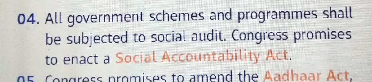 Good to see .<a href="/INCIndia/">Congress</a> promising #SocialAudit of all govt programmes and schemes as well as come out with Social Accountability Act a long pending demand in its #CongressManifesto